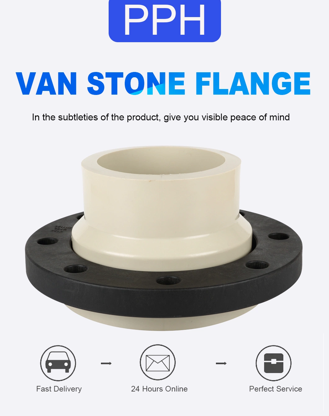 Pph Pipe Fittings Plastic Welding Imported Raw Materials Van Stone Flange